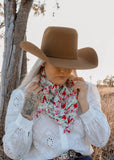 rodeo_western_wildflowers_poster_fashion_ruffle_wrap_handmade_handcrafted_concho_scarfslide_slide_wildrag_wild_rag_neck_scarf_tie_necktie_floral_scarves_turquiose_bucking_bronco_campdraft_barrel_racing_racer_linen_gingham_ranch_rider_paisley_cowgirl_mack_and_co_designs_australia