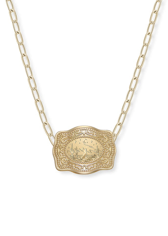 *PRE-ORDER* Lone Wolf Mini Belt Buckle Necklace - Gold