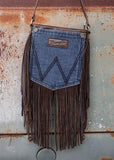 Wrangler Denim Jean Pocket Crossbody Bag in Dark Coffee