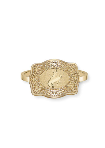 *PRE-ORDER* Bronc Mini Belt Buckle Ring - Gold