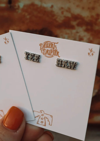 dd_desert_drifter_yee_haw_yeehaw_stud_earrings_925_western_jewellery_jewelry_sterling_silver_silversmith_mack_and_co_designs_australia