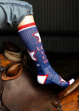 Lucky Chuck ‘Long Live Cowgirls Red/Blue’ Performance Socks