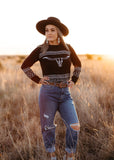 black_longhorn_sweater_cowgirl_western_cotton_rye_outfitters_america_mack_and_co_designs_australia