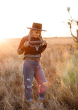black_longhorn_sweater_cowgirl_western_cotton_rye_outfitters_america_mack_and_co_designs_australia