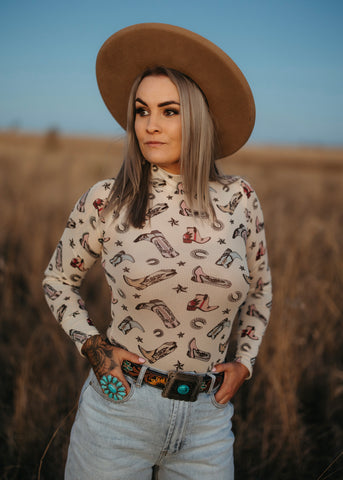 boots_mesh_western_print_bodysuit_cowgirl_mack_and_co_designs_australia