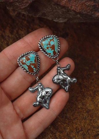 dd_desert_drifter_giddy_up_bucking_bronco_rodeo_kingman_turquoise_dangle_earrings_genuine_punchy_925_western_jewellery_jewelry_sterling_silver_silversmith_mack_and_co_designs_australia_handcrafted_in_australian_made