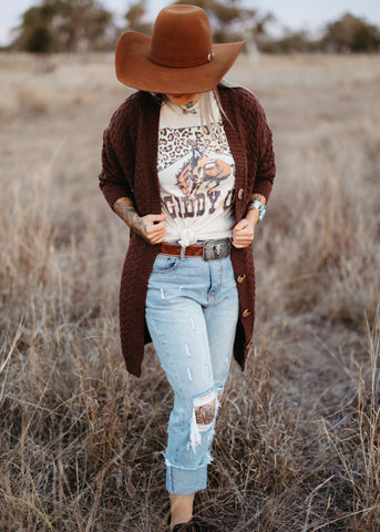 sheridan_chocolate_brown_cardigan_chunky_knit_western_womens_mack_and_co_designs_australia