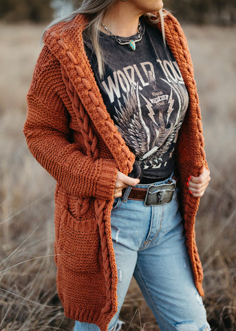 Dixon Knit Cardigan In Rust