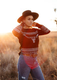 black_longhorn_sweater_cowgirl_western_cotton_rye_outfitters_america_mack_and_co_designs_australia