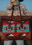 Carter Saddle Blanket Overnight Bag in Turquoise