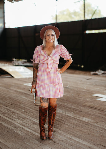 Lily Dress in Blush Gingham