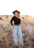 Maxine Cold Shoulder Bodysuit In Black