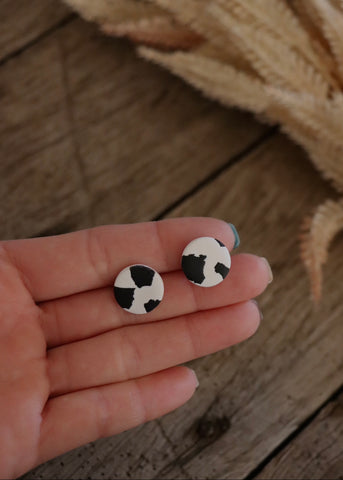 Jazz Stud Earrings In Cow Print