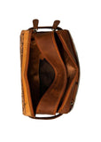 San Antonio Cowhide Toiletries Bag - Tan Tooled Leather