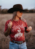 howdy_rodeo_western_fashion_bucking_bronco_graphic_tee_t-shirt_punchy_mack_and_co_designs_australia