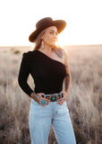 Maxine Cold Shoulder Bodysuit In Black