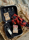 gift_pack_jewellery_jewelry_cowhide_western_case_box_gingham_fabric_studs_earrings_leather_keyring_handcrafted_handmade_made_in_mack_and_co_designs_australia