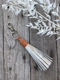 Cowhide Tassel Keyring - Tan