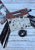 Carly Cowhide Bag - Chocolate Tooled Leather