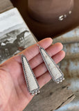 White Stone Dangle Earrings