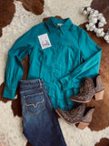 dusty_creek_elsey_womens_linen_arena_shirt_emerald_savannah_campdrafting_barrel_racing_rodeo_western_mack_and_co_designs_australia