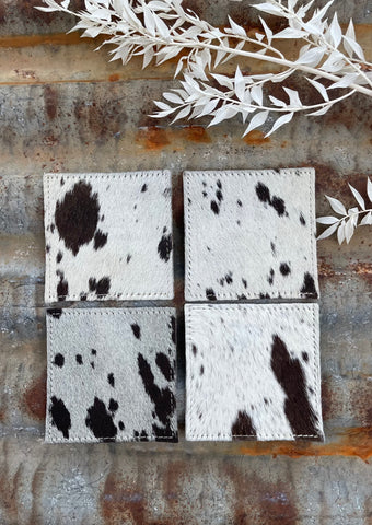 Cowhide Coaster (4 Pack) - Chocolate & White
