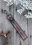 Tooled Leather Wristlet Keyring