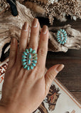 houston_turquoise_cluster_silver_western_dress_ring_mack_and_co_designs_australia