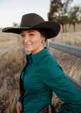 dusty_creek_elsey_womens_linen_arena_shirt_emerald_savannah_campdrafting_barrel_racing_rodeo_western_mack_and_co_designs_australia