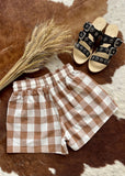 dusty_creek_womens_gingham_casual_shorts_brown_tan_sale_linen_cotton_country_mack_and_co_designs_australia