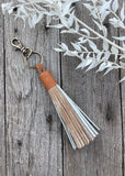 Cowhide Tassel Keyring - Tan