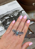 western_thunderbird_dress_ring_jewellery_jewelery_silver_turquoise_concho_mack_and_co_designs_australia