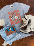 rodeo_on_repeat_bucking_bronco_cowboy_cowgirl_grey_horse_western_punchy_graphic_tee_tshirt_t-shirt_mack_and_co_designs_australia