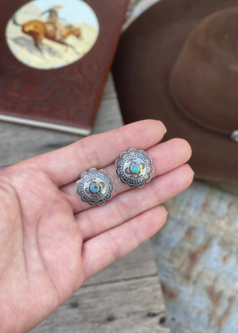 western_earrings_silver_turquoise_concho_mack_and_co_designs_australia