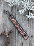 Tooled Leather Wristlet Keyring