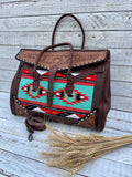 Carter Saddle Blanket Overnight Bag in Turquoise