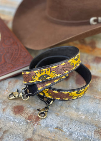 Sunflower Leather Bag Strap