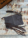 Janie Cowhide Clutch - Brown Leather