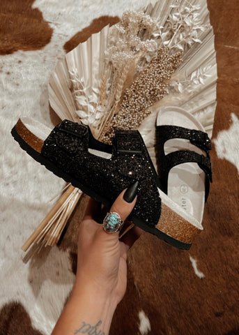 holster_farah_slides_in_black_glitter_western_buckle_shoes_footwear_mack_and_co_designs_australia