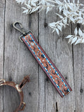 Tooled Leather Wristlet Keyring
