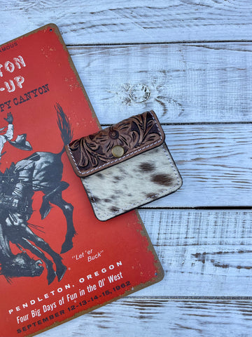 Perry Cowhide Coin Purse - Chocolate Leather
